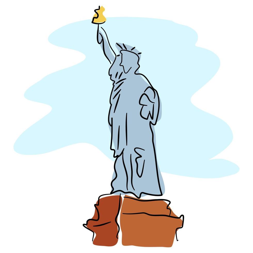 estatua de la libertad, estatua patriótica, bosquejo vector