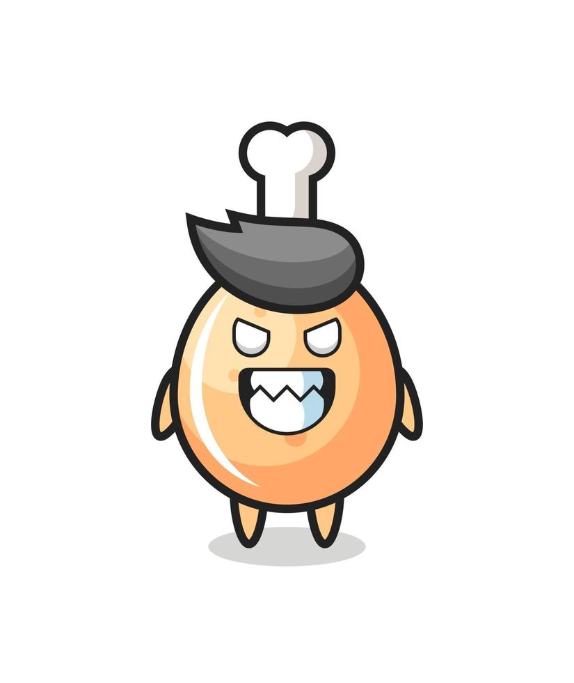 evil expression of the fried chicken cute mascot character vector