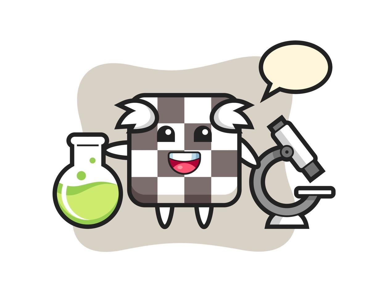 Mascot character of chess board as a scientist vector