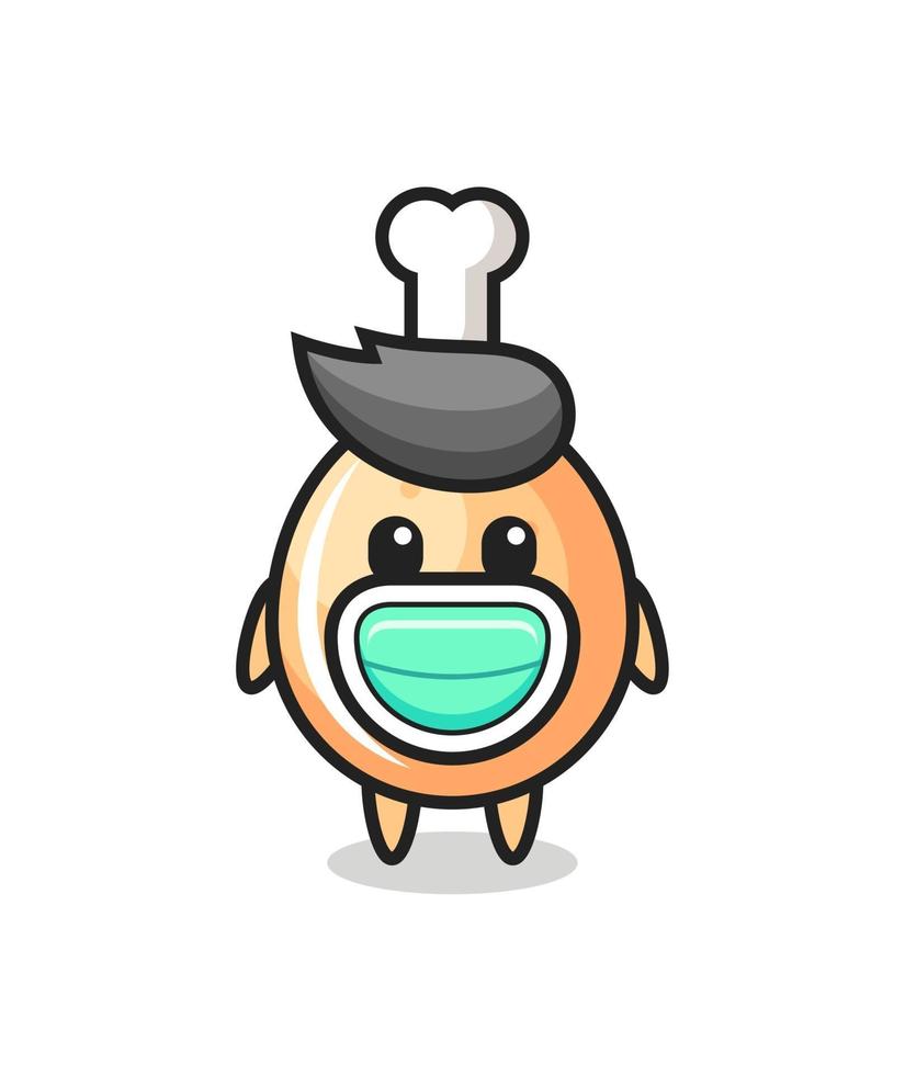 cute fried chicken cartoon wearing a mask vector