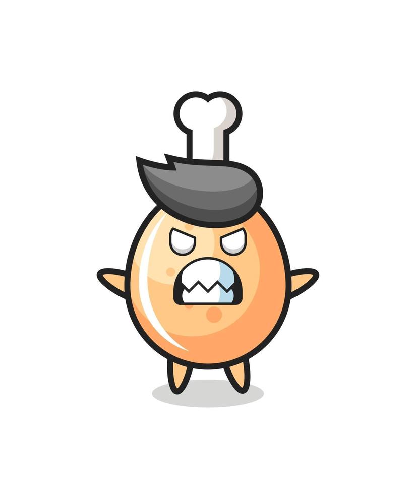 wrathful expression of the fried chicken mascot character vector