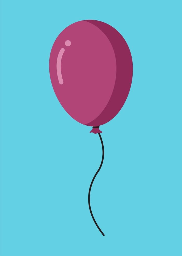 vector illustration of purple balloon flying in the sky