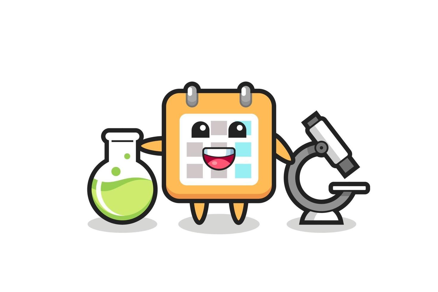 Mascot character of calendar as a scientist vector