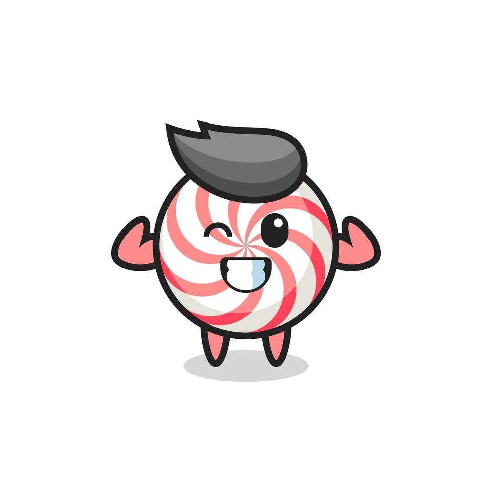 the muscular candy character is posing showing his muscles vector
