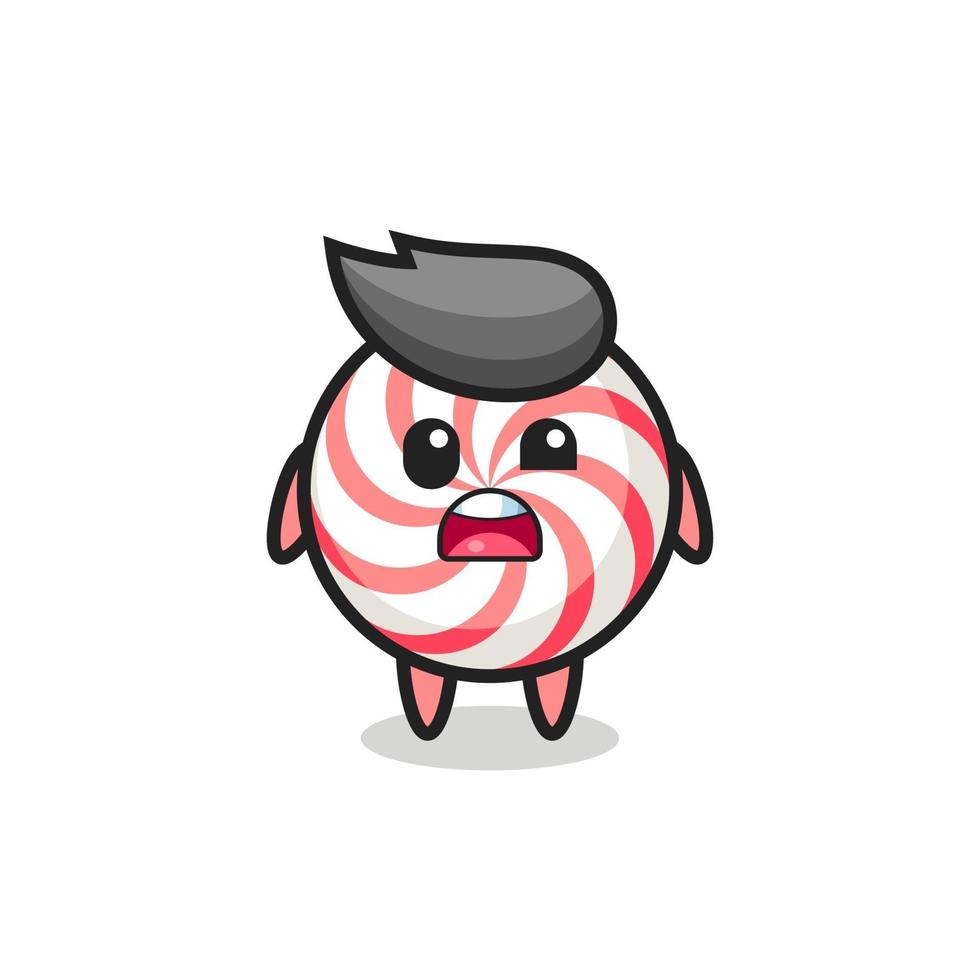 the shocked face of the cute candy mascot vector