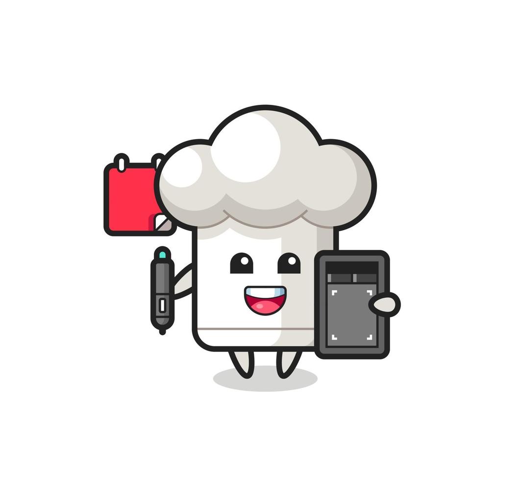 Illustration of chef hat mascot as a graphic designer vector