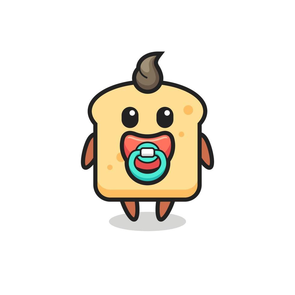 baby bread cartoon character with pacifier vector