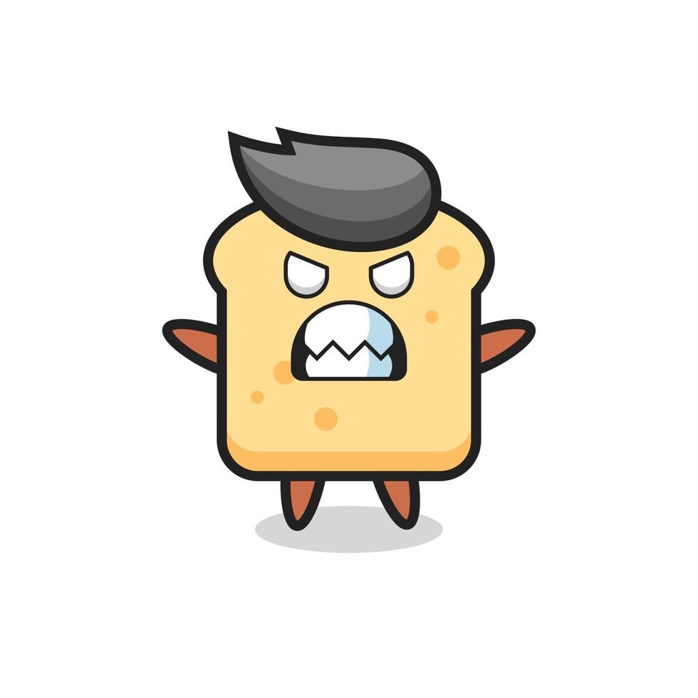 wrathful expression of the bread mascot character vector