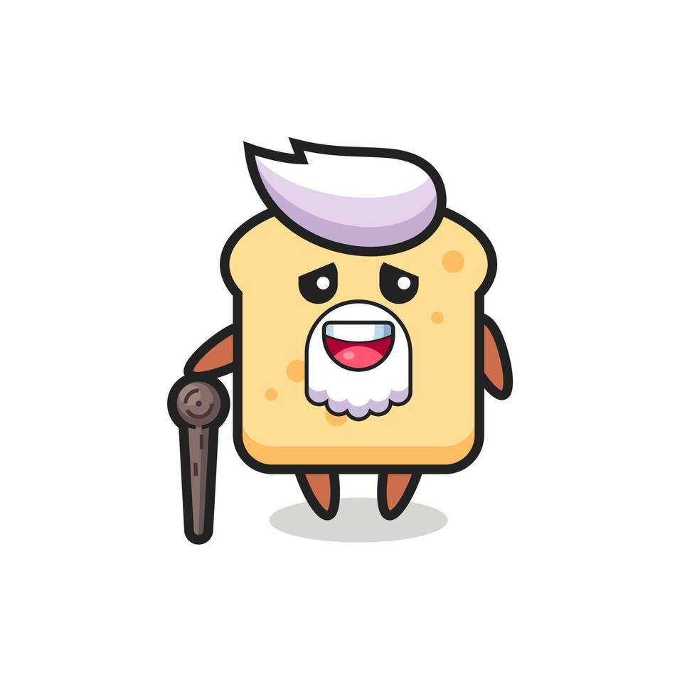 cute bread grandpa is holding a stick vector