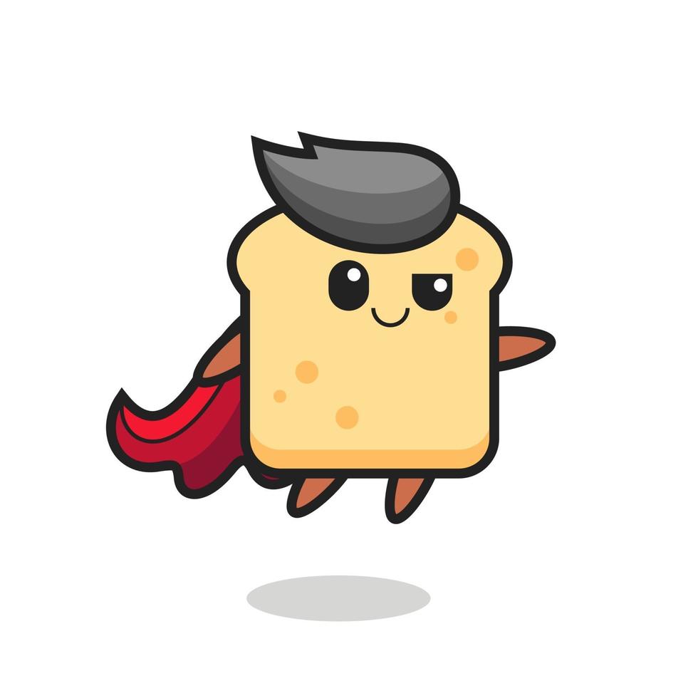 cute bread superhero character is flying vector