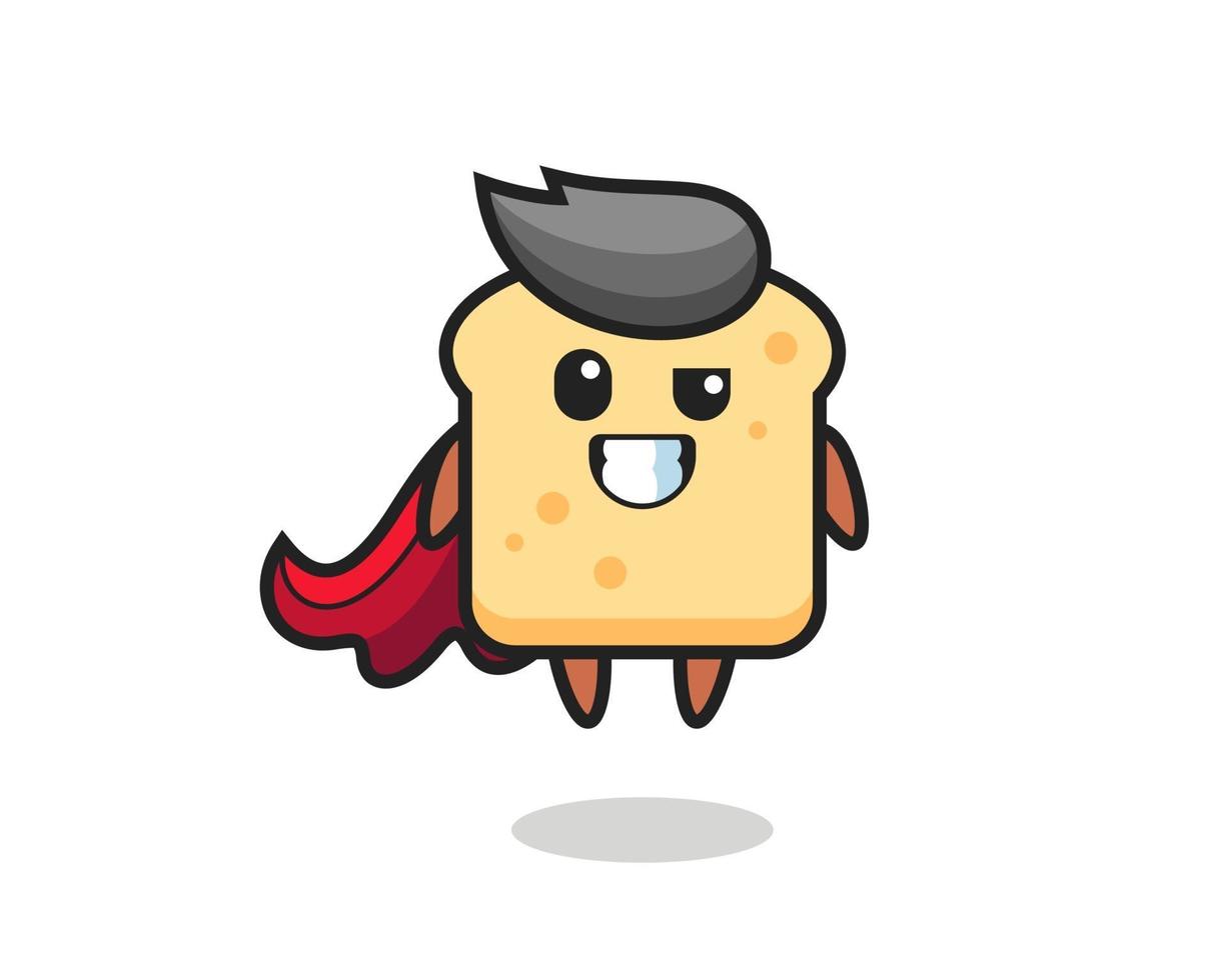 the cute bread character as a flying superhero vector