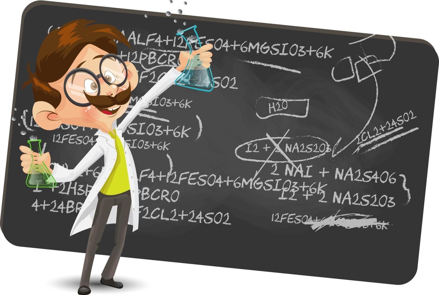 Cartoon Scientist character Making a Discovery vector Illustration