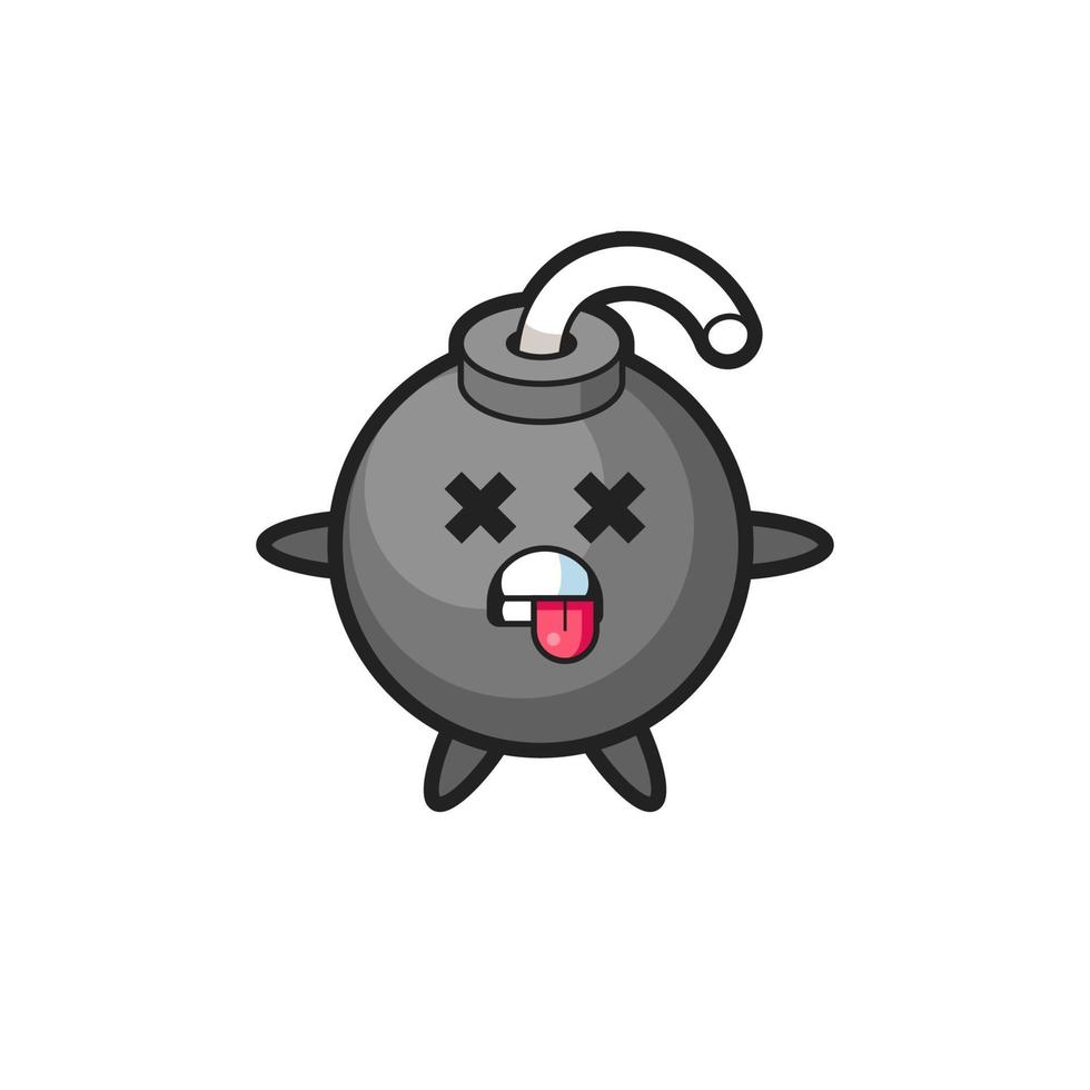 character of the cute bomb with dead pose vector