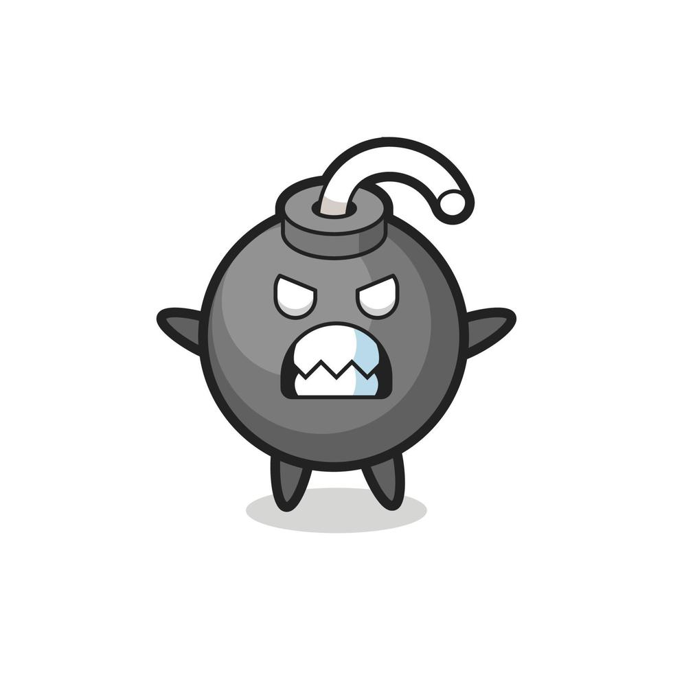 wrathful expression of the bomb mascot character vector
