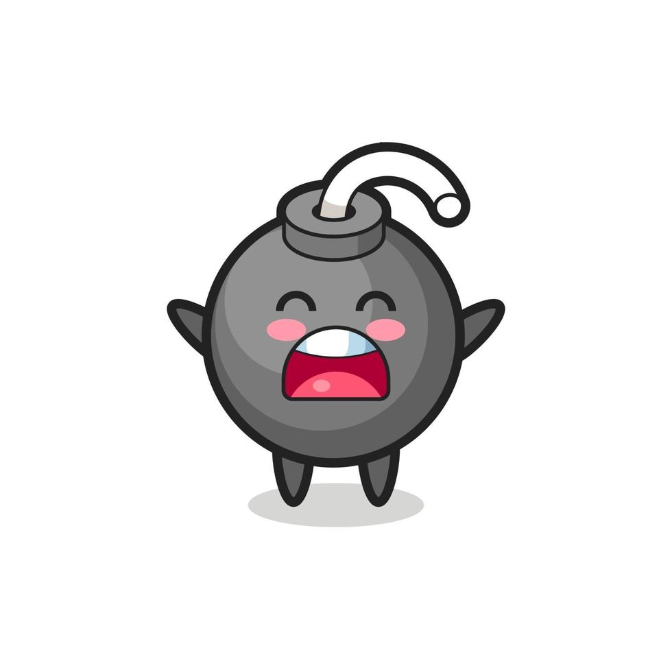 cute bomb mascot with a yawn expression vector