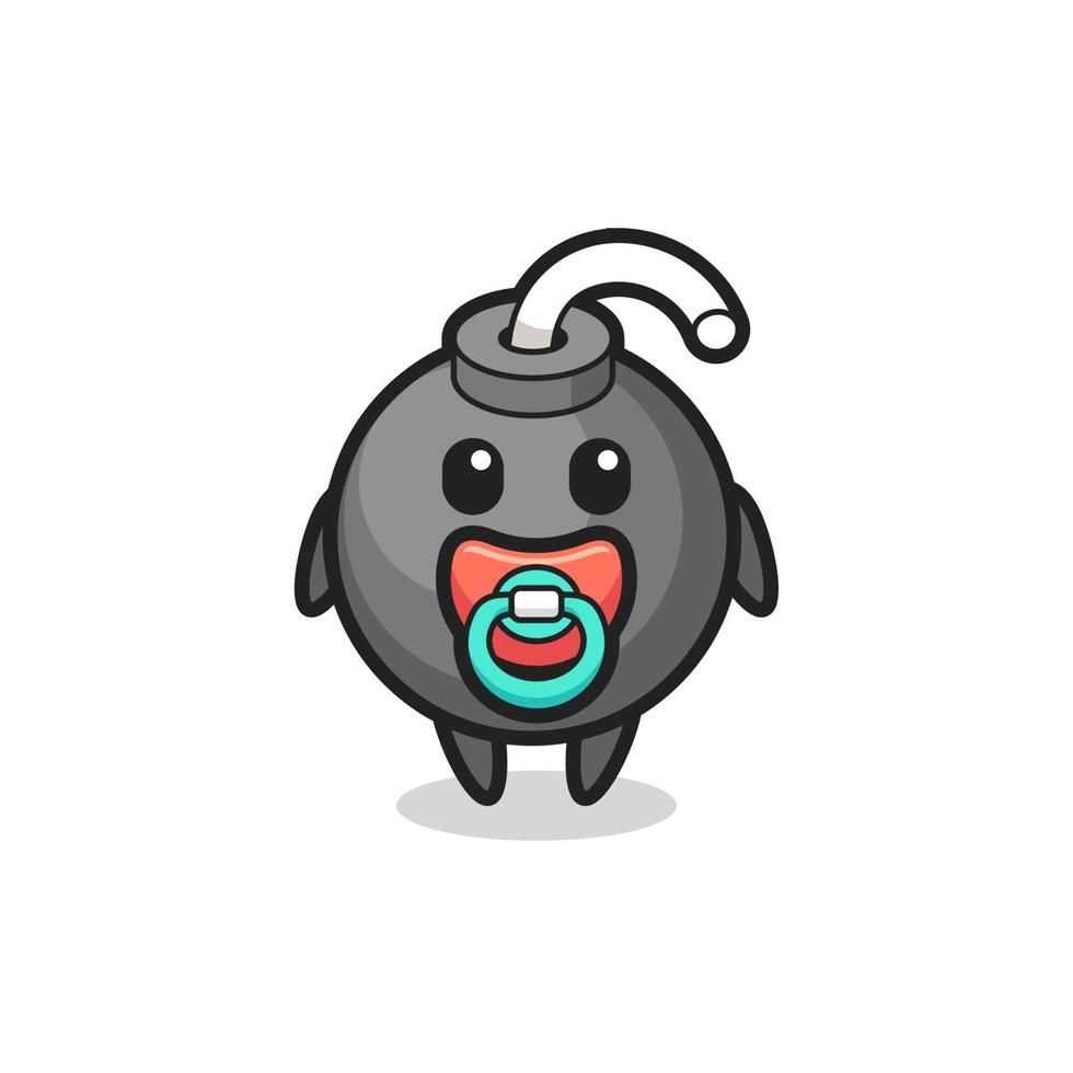 baby bomb cartoon character with pacifier vector