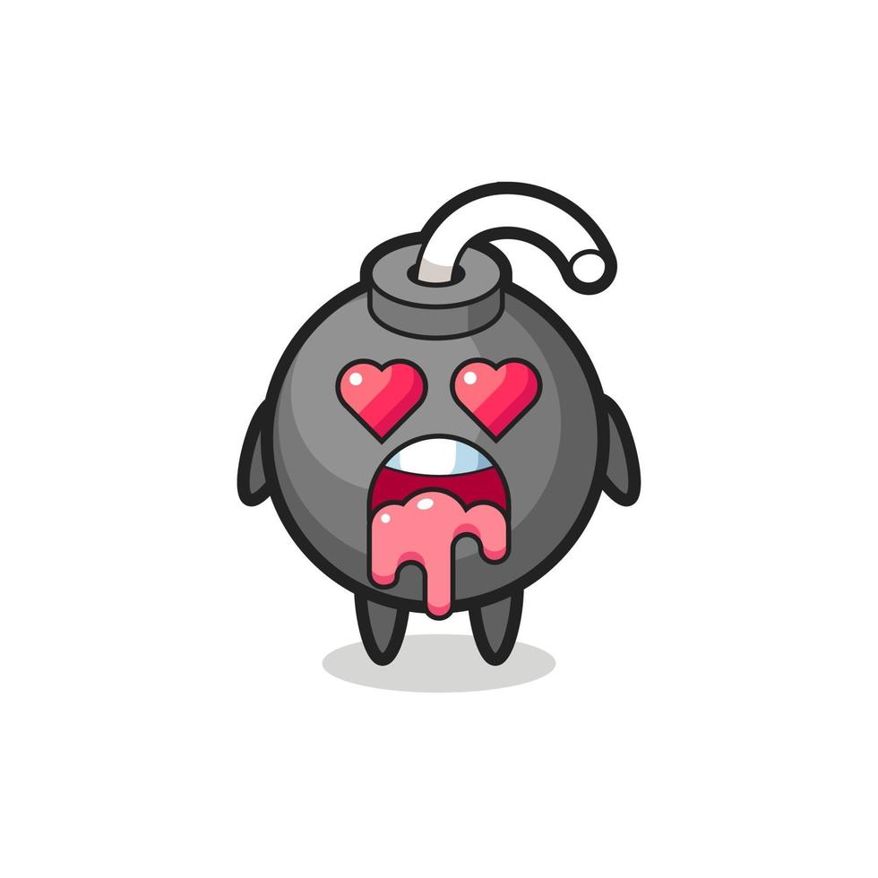 the falling in love expression of a cute bomb with heart shaped eyes vector