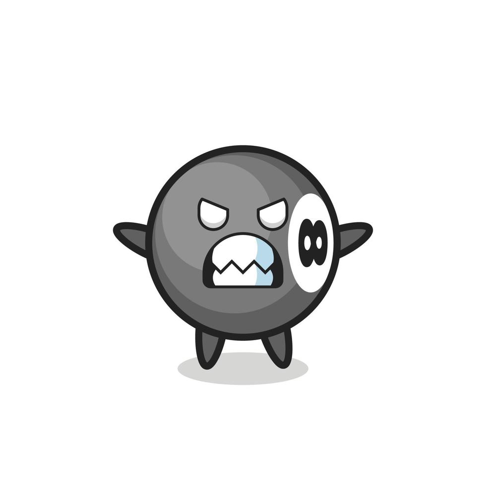 wrathful expression of the 8 ball billiard mascot character vector