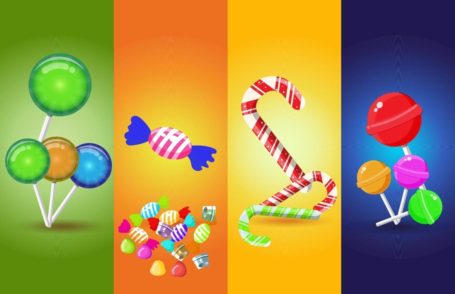 Multicolored Sweet Candies Vector Design