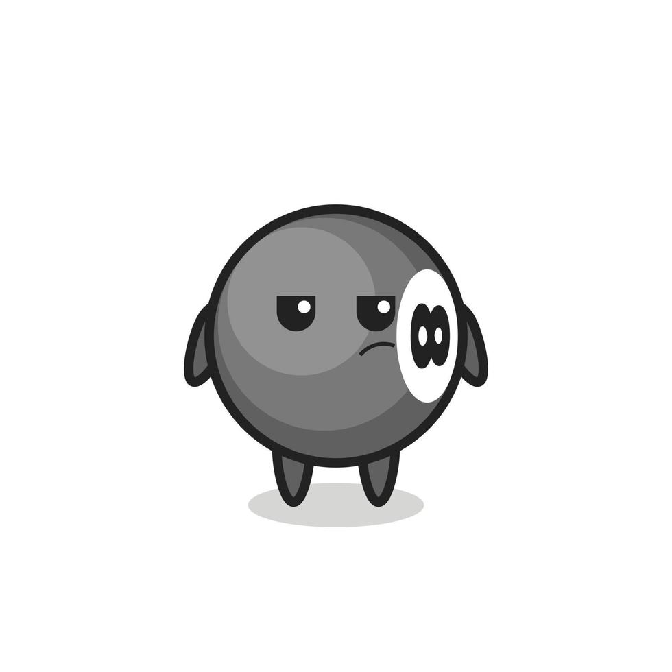 cute 8 ball billiard character with suspicious expression vector