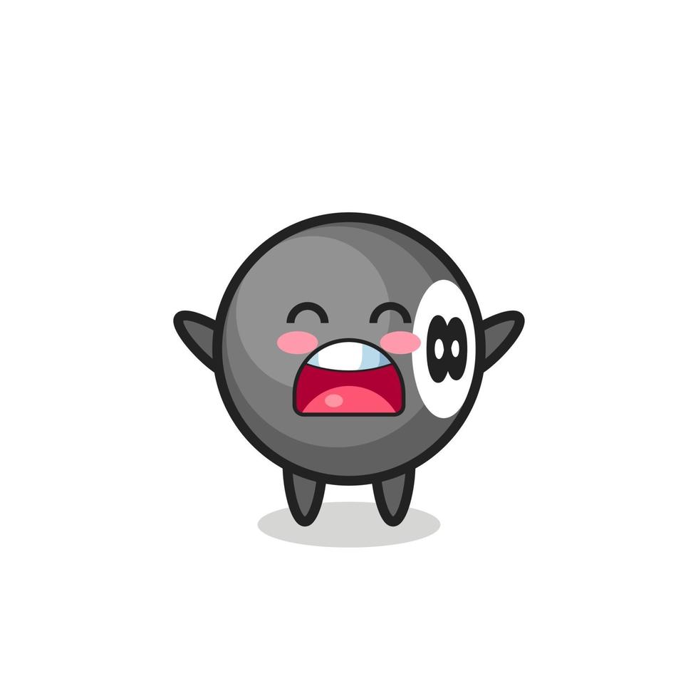 cute 8 ball billiard mascot with a yawn expression vector