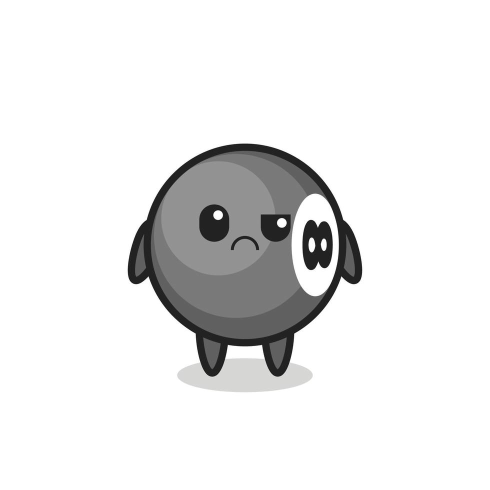 the mascot of the 8 ball billiard with sceptical face vector