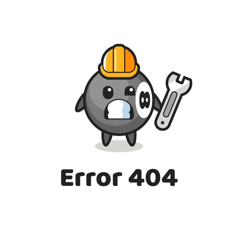 error 404 con la linda mascota de billar de 8 bolas vector