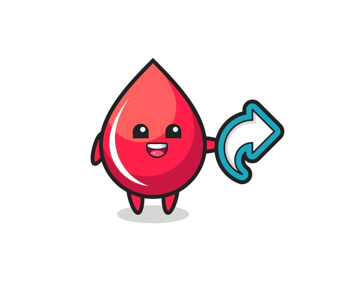 cute blood drop hold social media share symbol vector