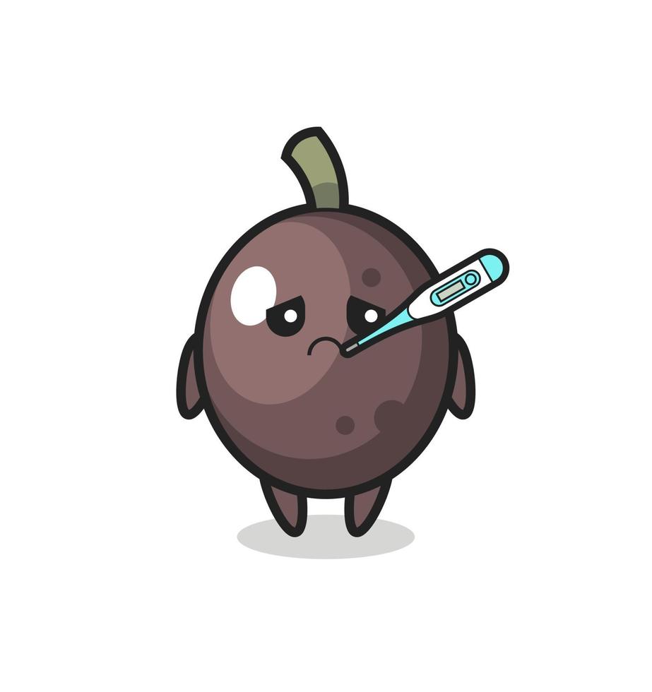 black olive mascot character with fever condition vector