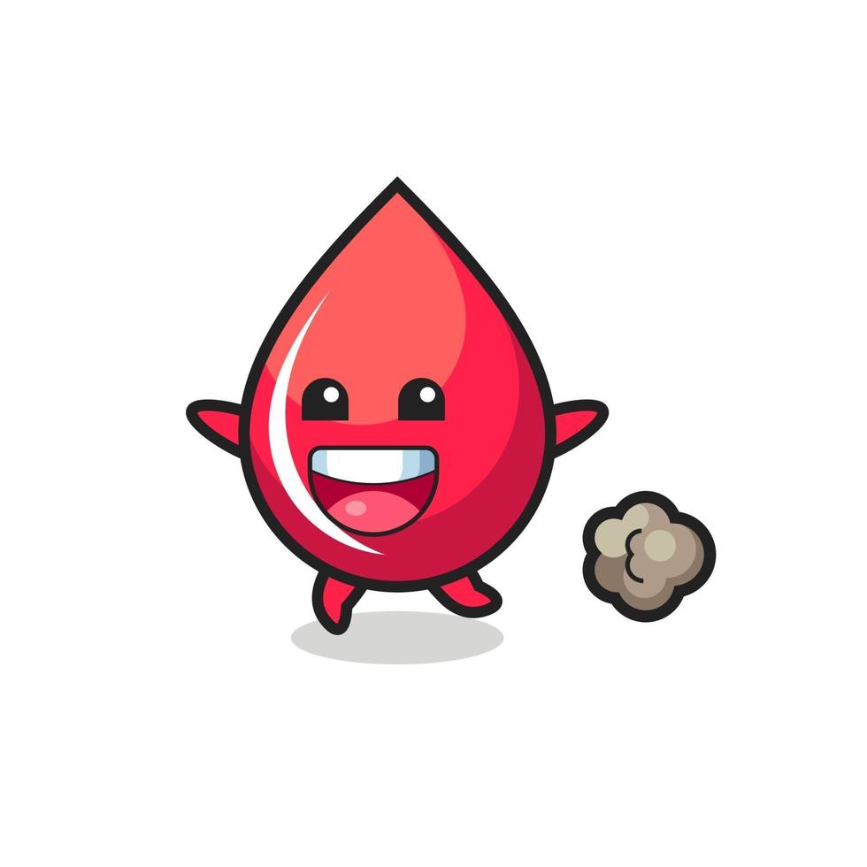 the happy blood drop cartoon with running pose vector