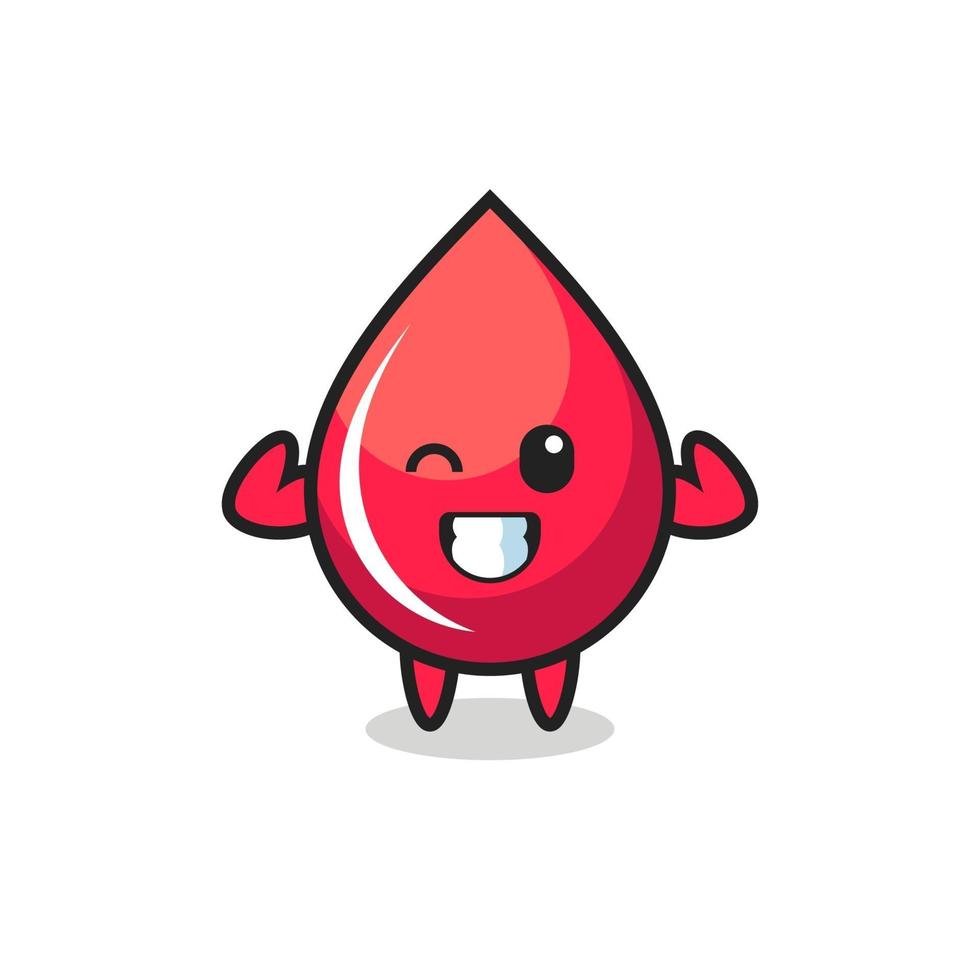 the muscular blood drop character is posing showing his muscles vector