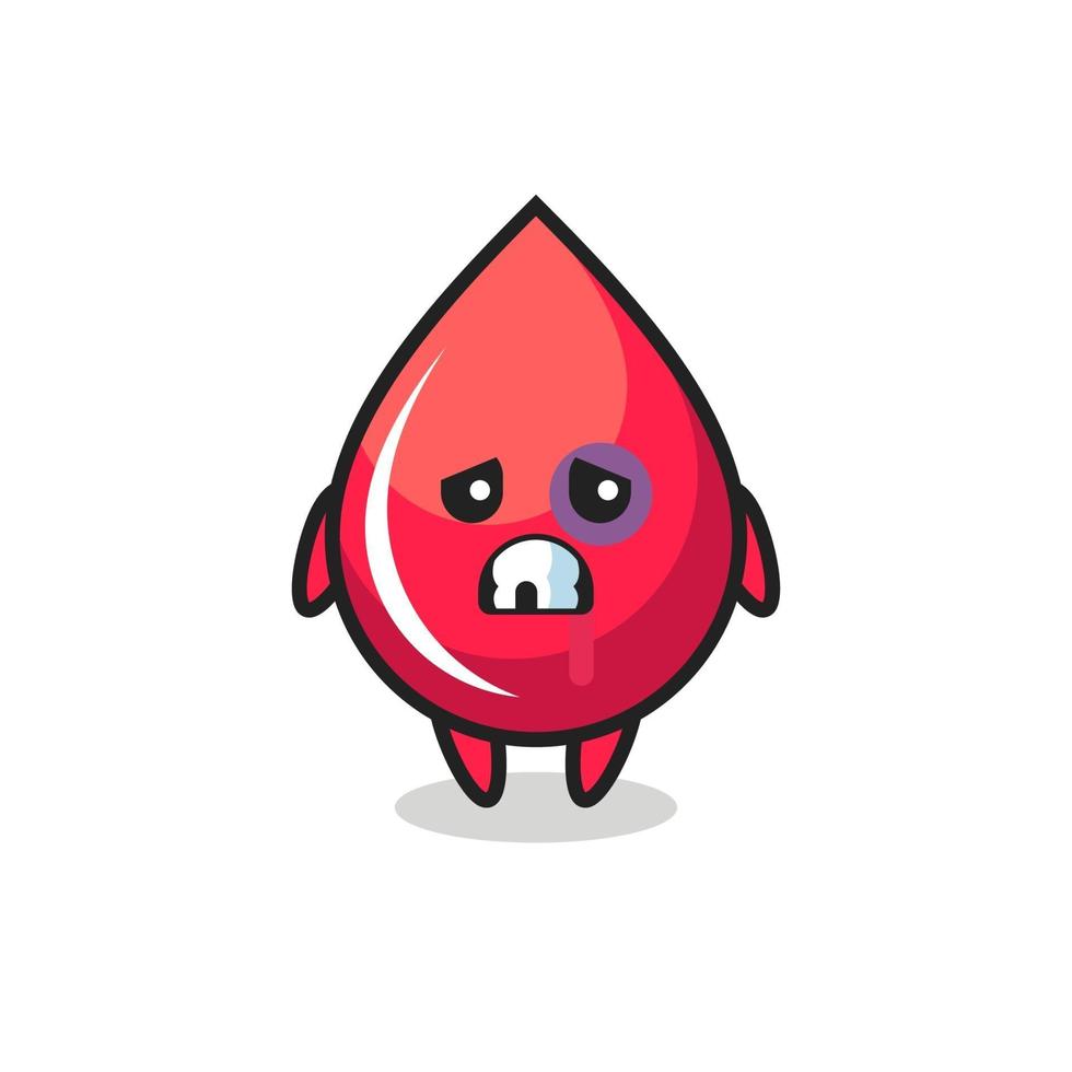 Personaje de gota de sangre herido con cara magullada vector