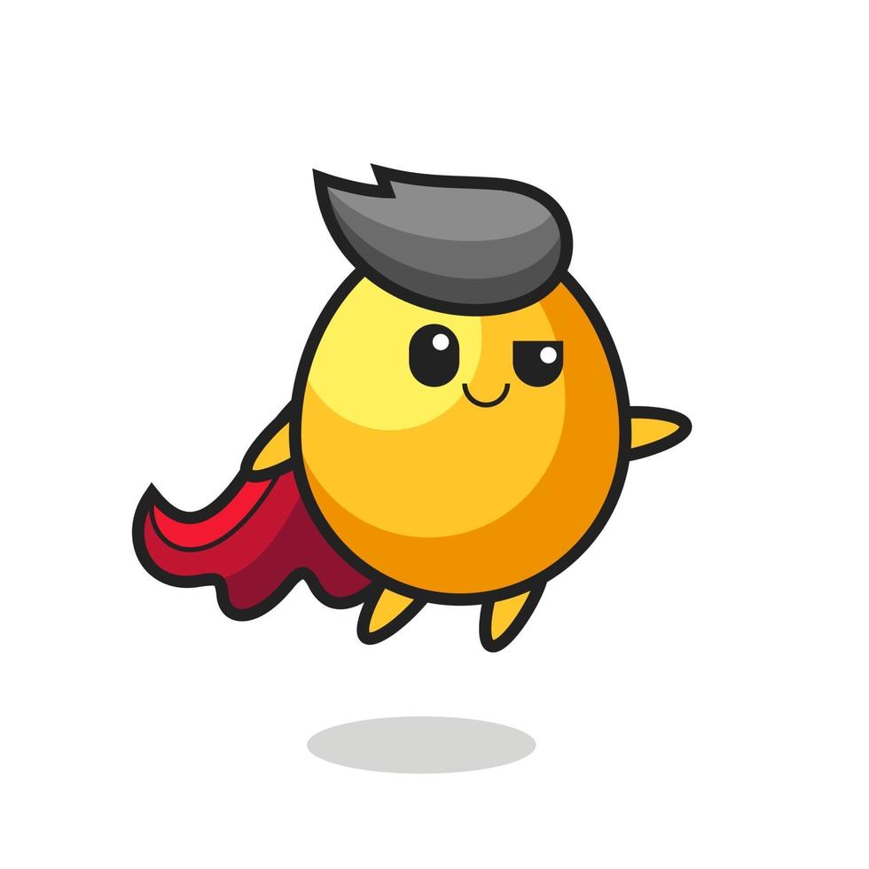 cute golden egg superhero character is flying vector