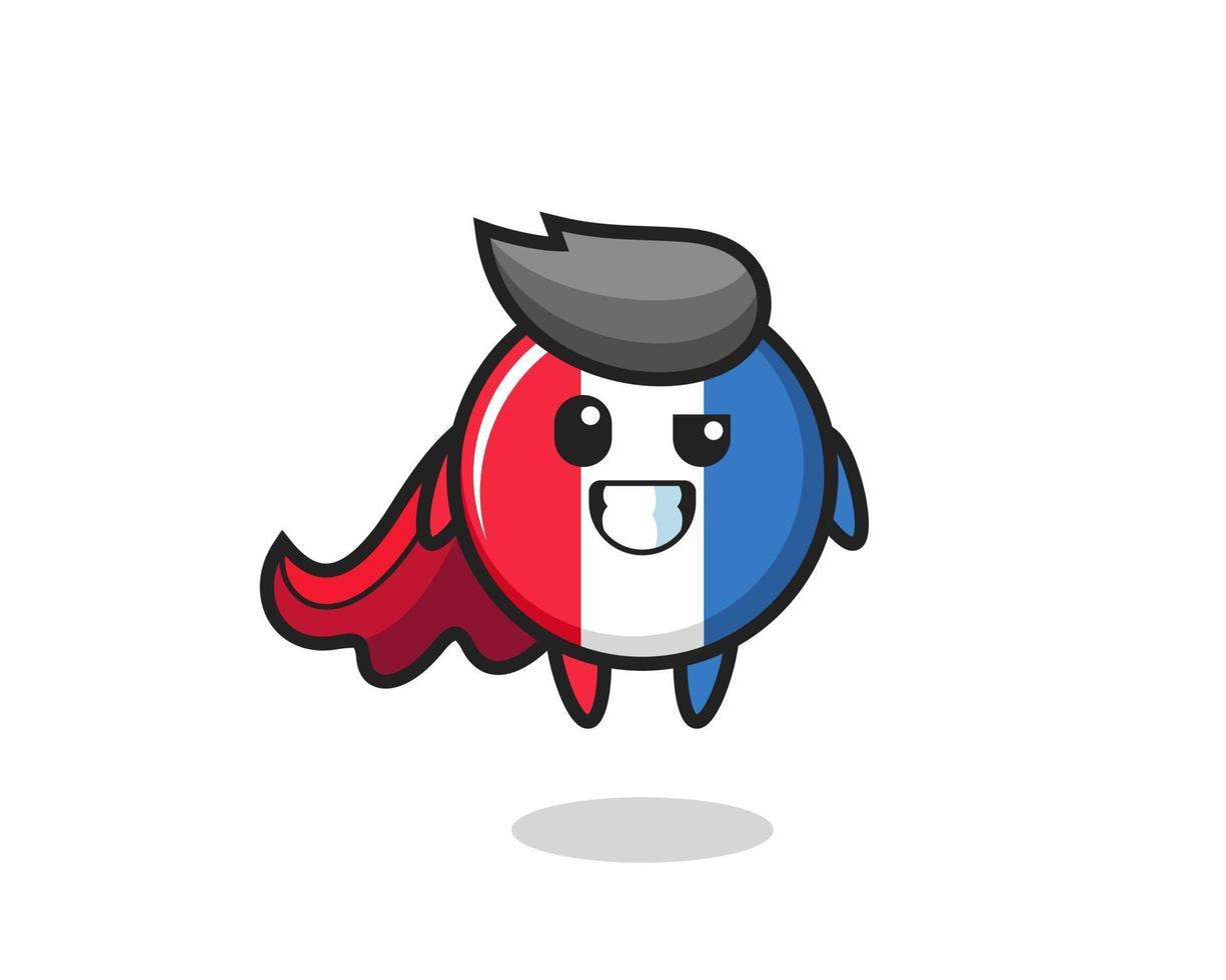 the cute france flag badge character as a flying superhero vector