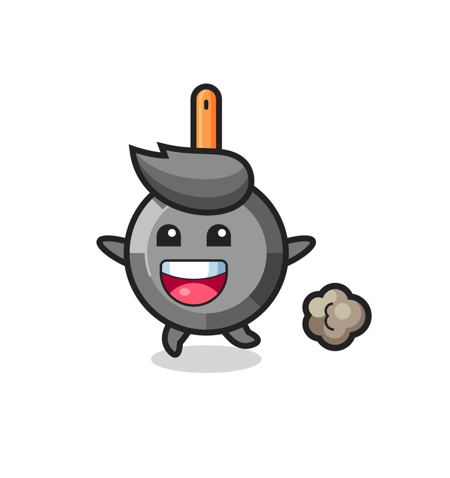 the happy frying pan cartoon with running pose vector