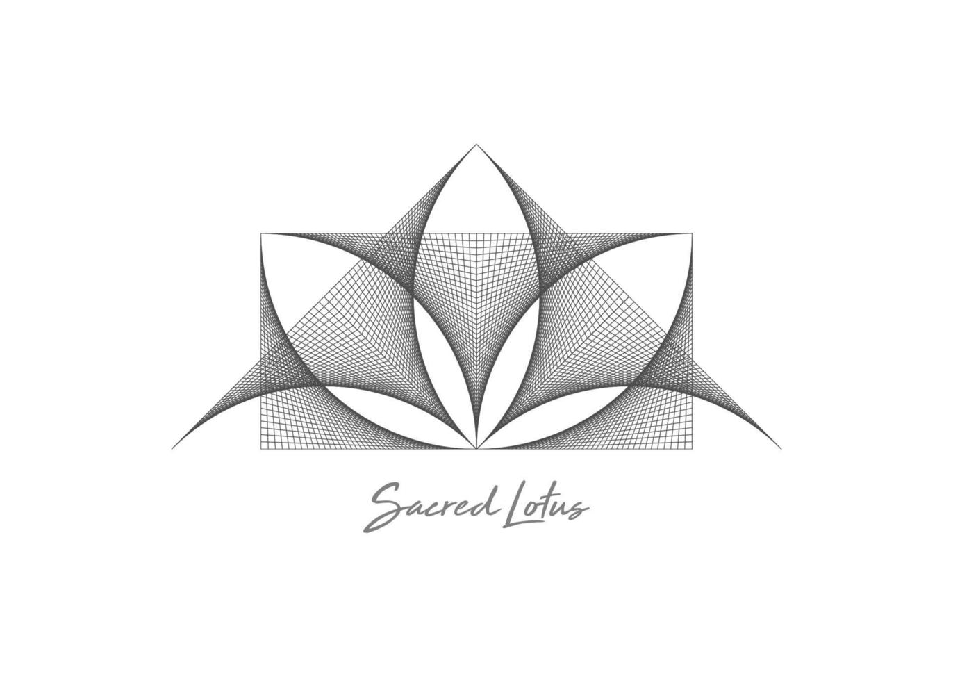 Geometric wireframe Sacred Lotus Flower, thread art. Sacred Geometry vector