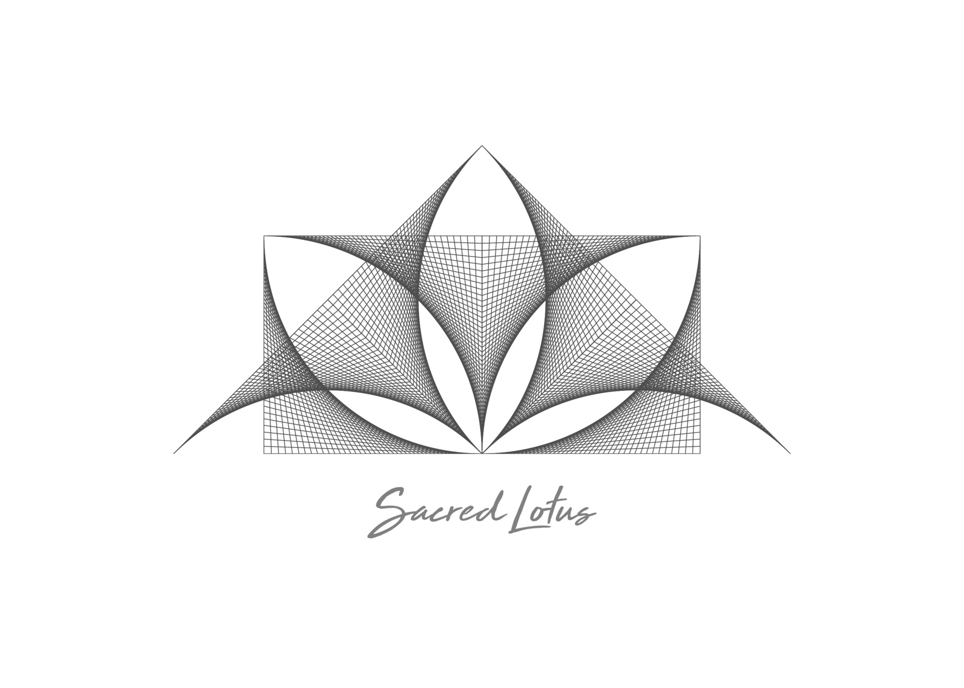 Geometric wireframe Sacred Lotus Flower, thread art. Sacred Geometry