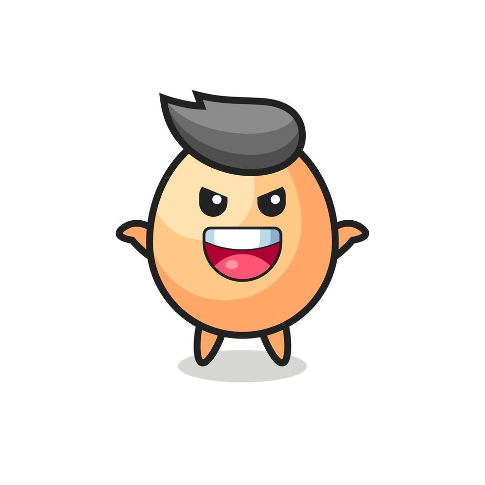 the illustration of cute egg doing scare gesture vector
