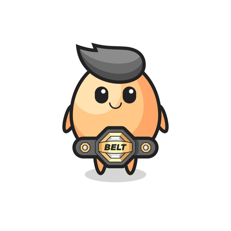 the MMA fighter egg mascot with a belt vector