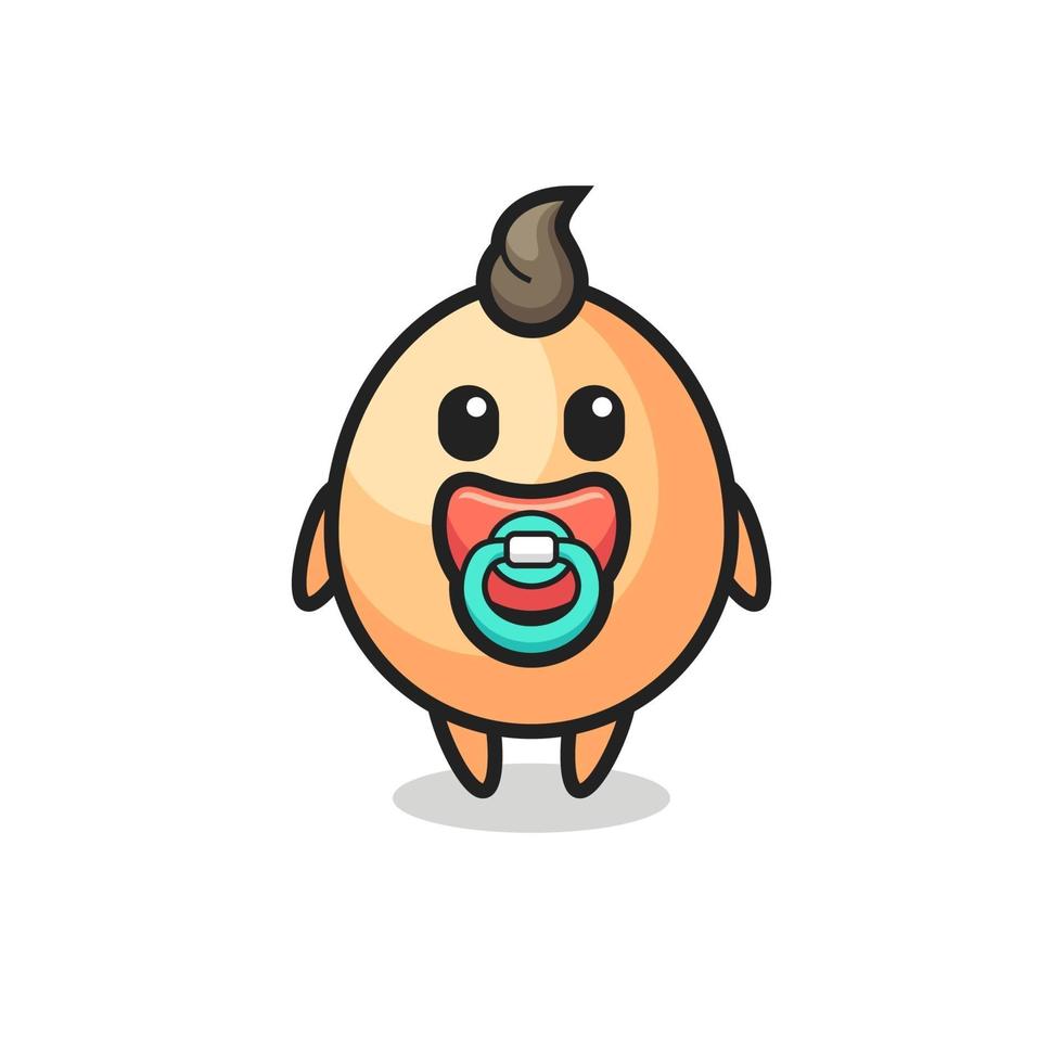 baby egg cartoon character with pacifier vector