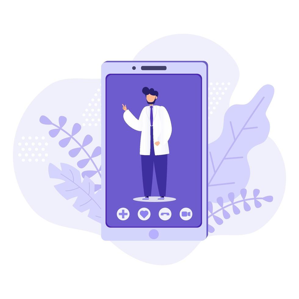Online doctor. Healthcare services. Vector illustration.
