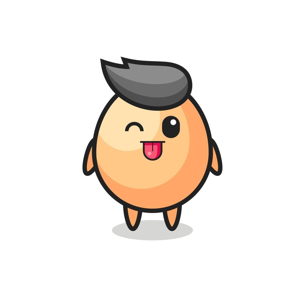 cute egg character in sweet expression while sticking out her tongue vector