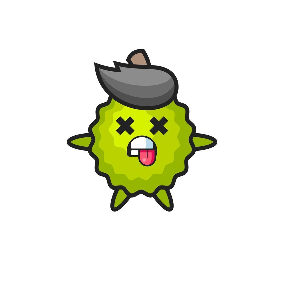 personaje del lindo durian con pose muerta vector