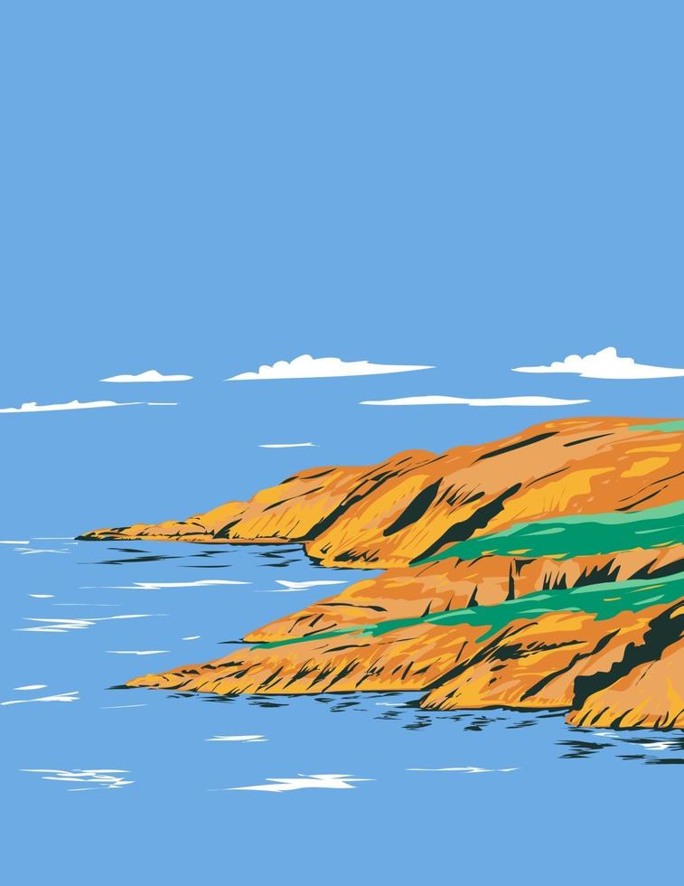 Marloes Peninsula Pembrokeshire Coast National Park Art Deco WPA Art vector