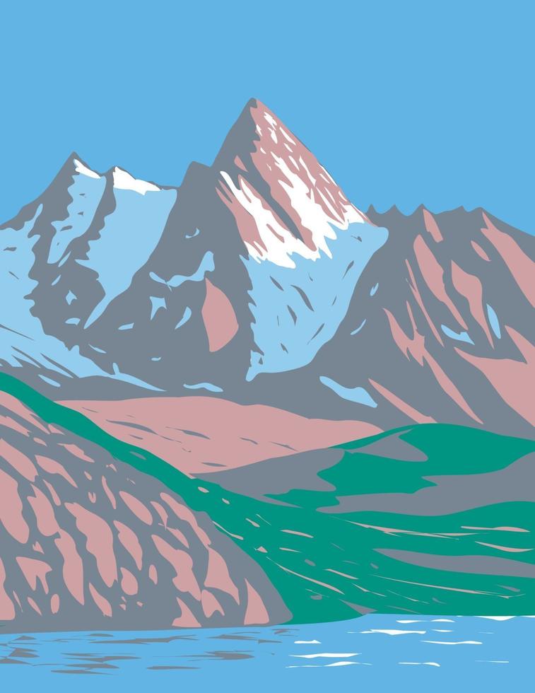 parque nacional del gran paradiso en italia art deco wpa poster art vector