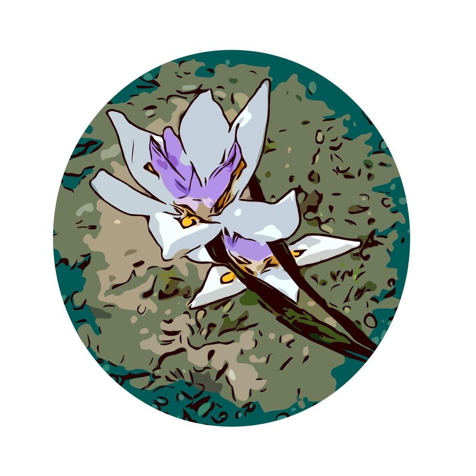 Iris Flower Set Inside Circle WPA Poster Art vector