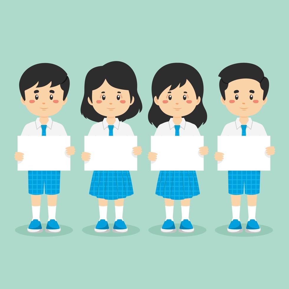 Cute Character Student Holding Placards vector