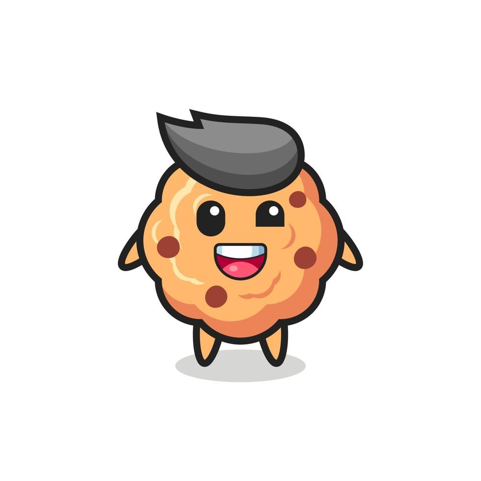 Ilustración de un personaje de galleta con chispas de chocolate con poses incómodas vector