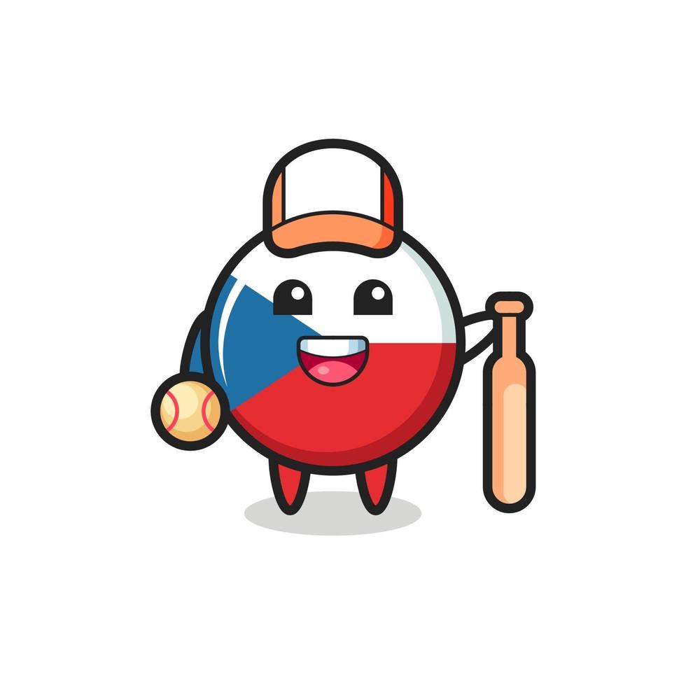 personaje de dibujos animados de la insignia de la bandera checa como jugador de beisbol vector