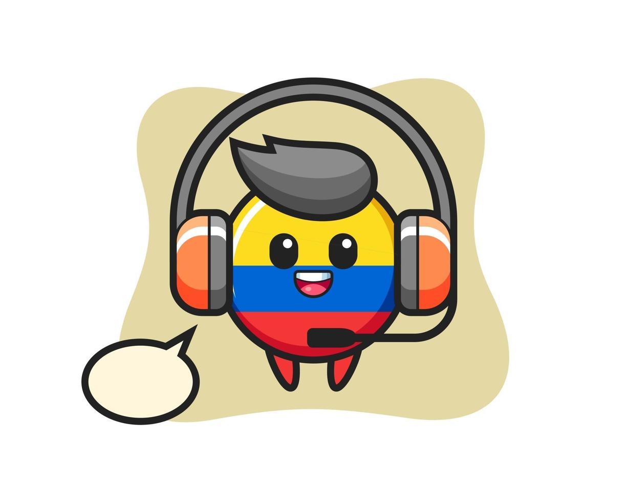 Cartoon mascot of colombia flag badge as a customer service vector